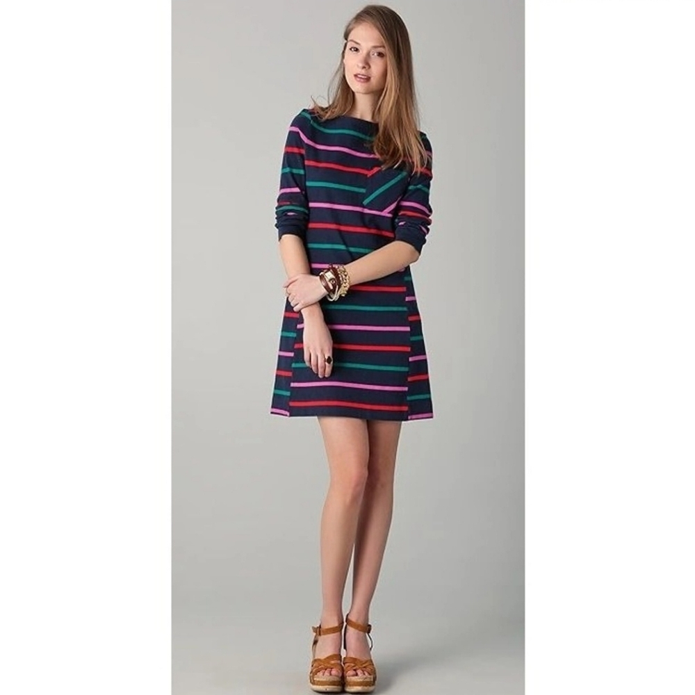 Marc by Marc Jacobs Multicolored Striped Above the Knee Cotton Mini Dress
